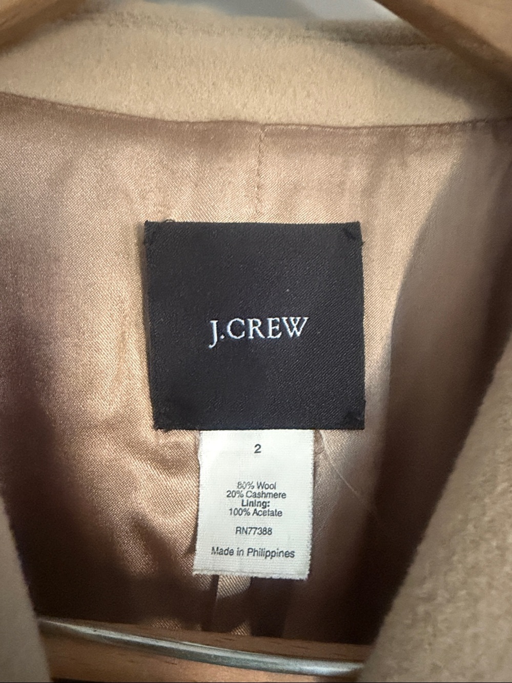 J Crew Coat Womens 6 Tan Italian Double Cloth Wool Classic Lady Day Coat - Picture 3 of 3